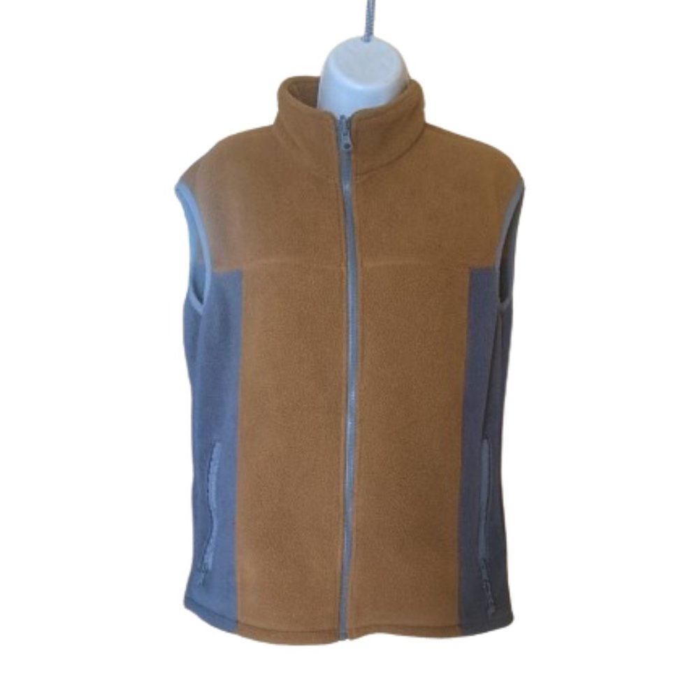 ---  Brown and Blue Outdoor Fleece Zip Up Vest Size Small